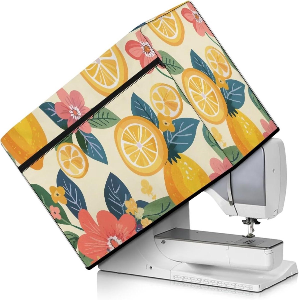 Naaimachine Cover - Beschermhoes Naaimachine - Stofvrij Houden - Met Voorvak - 45 x 22 x 32 cm - Citroen Fruit