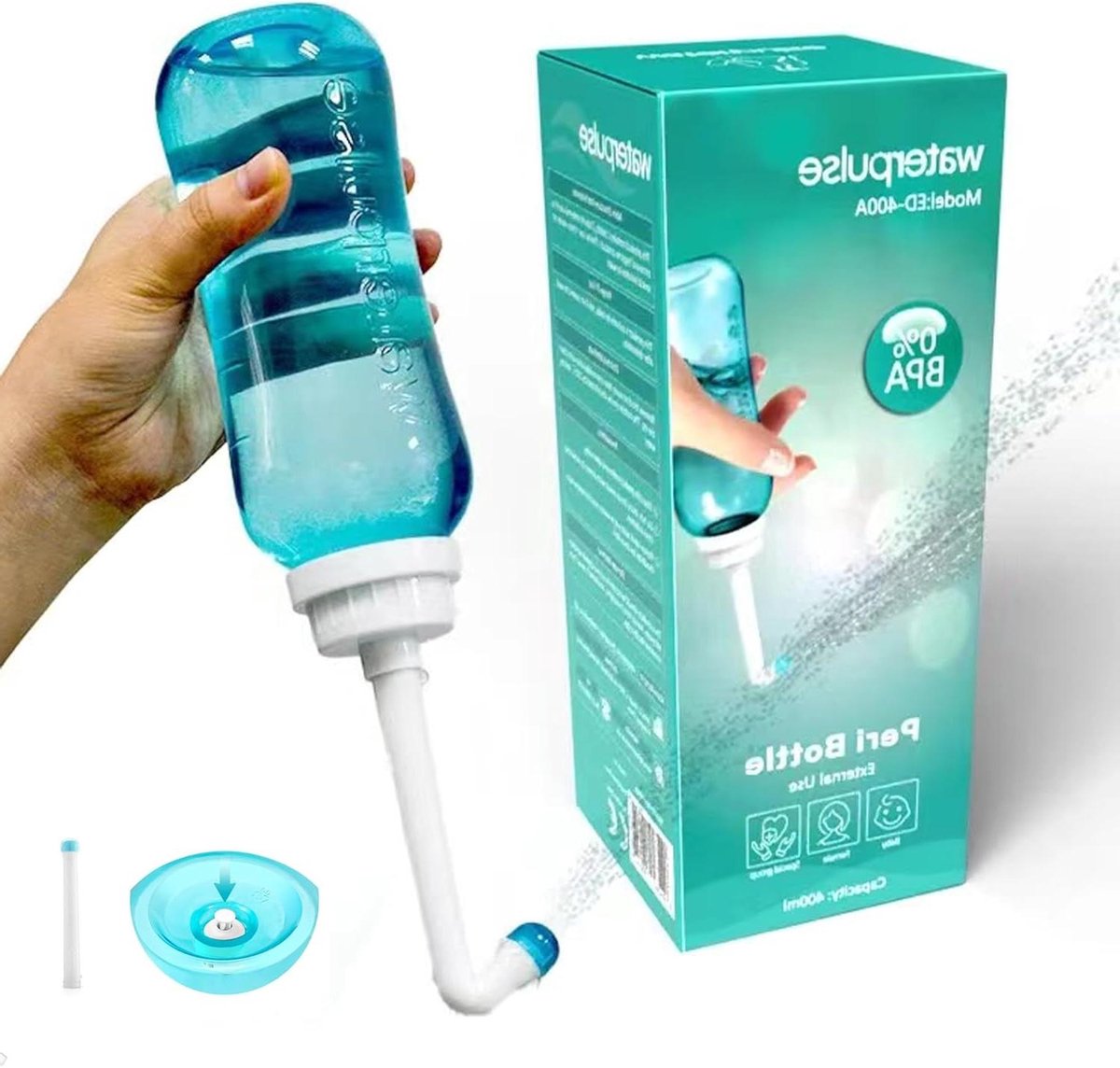 Peri Fles - Draagbare Bidet - Persoonlijke Hygiëne - 2 Soorten Mondstukken - 500ml - Blauw