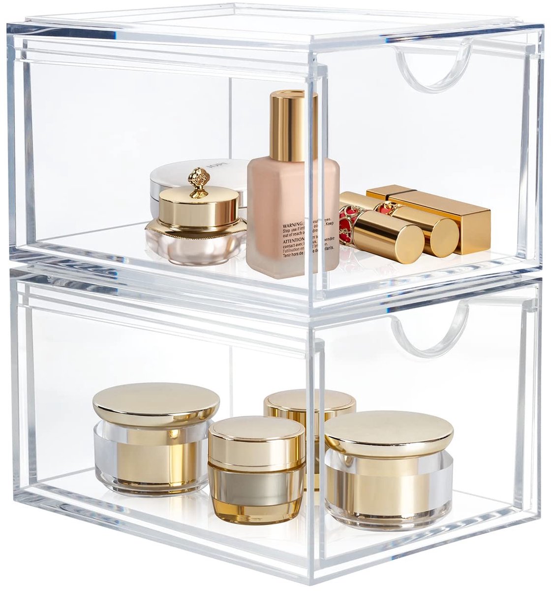 Omgoods- Cosmetische Organizer Draaibaar - Stapelbare Lades - Transparant Acryl - Make-up Organizer - Huidverzorging - Haaraccessoires - Ideaal voor Badkamer en Dressoir
