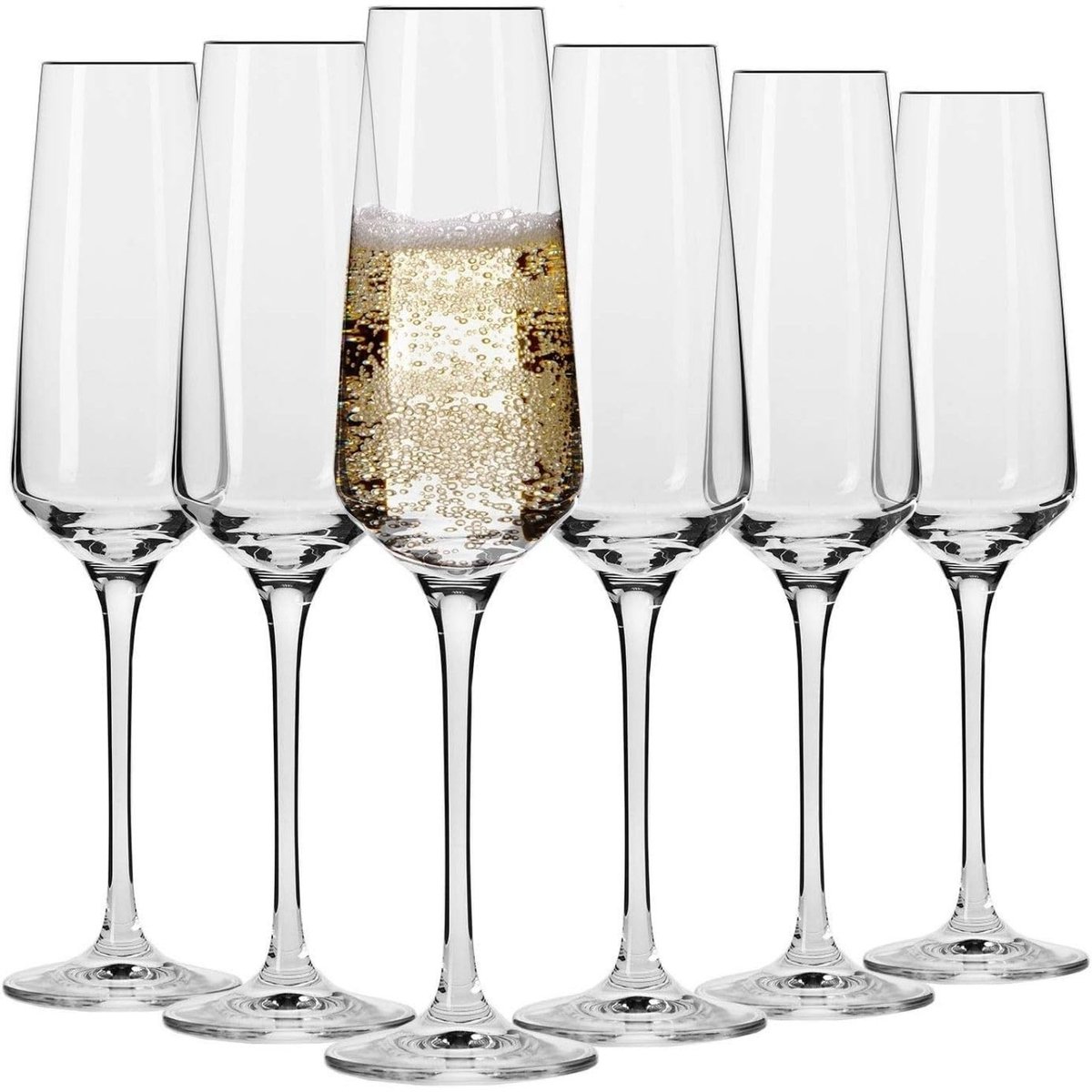 Omgoods - Set van 6 Champagneglazen van Kristalglas