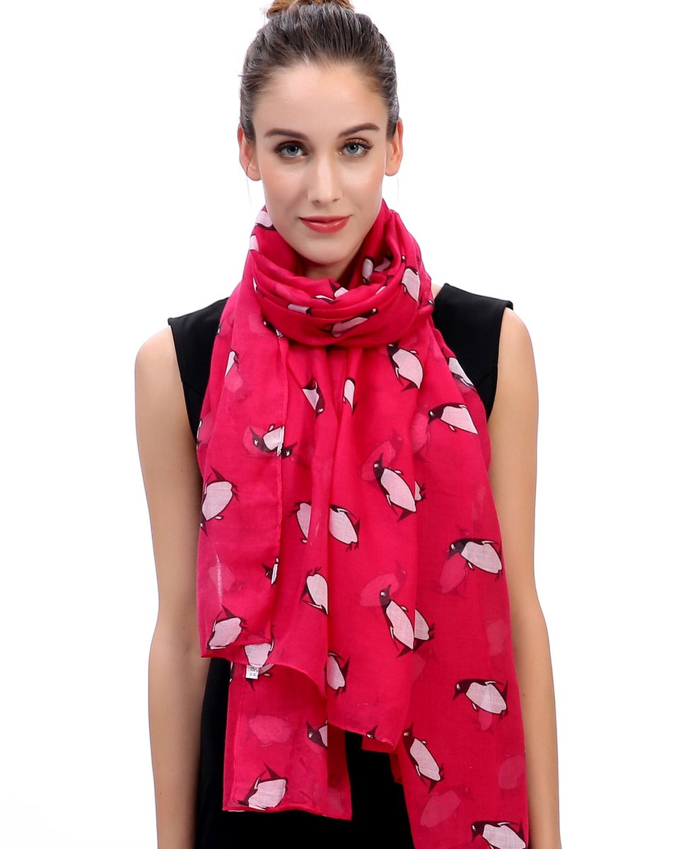 Omgoods - Dames Sjaal met Pinguïn Print, 180 x 100 cm