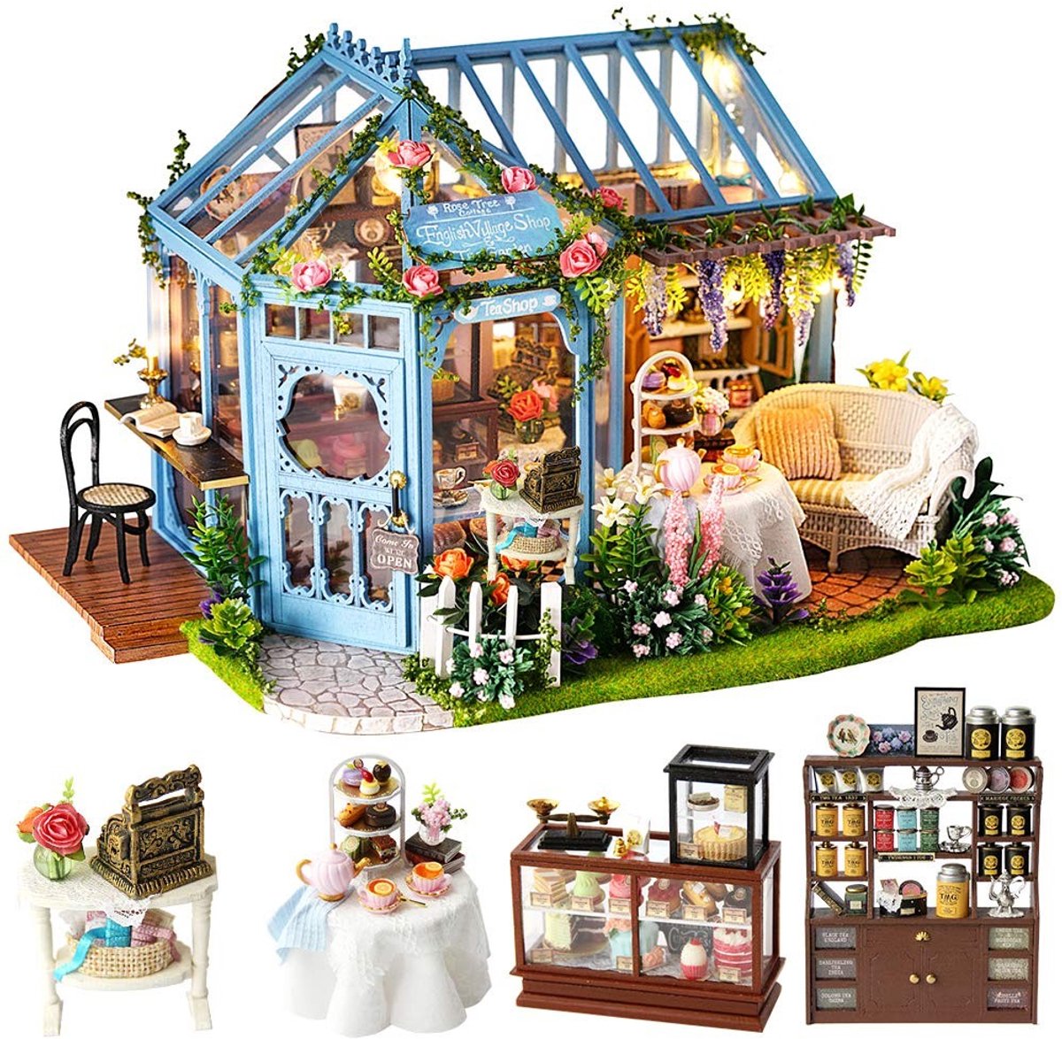 Omgoods - DIY Miniatuur Houten Poppenhuis Kit met Meubels