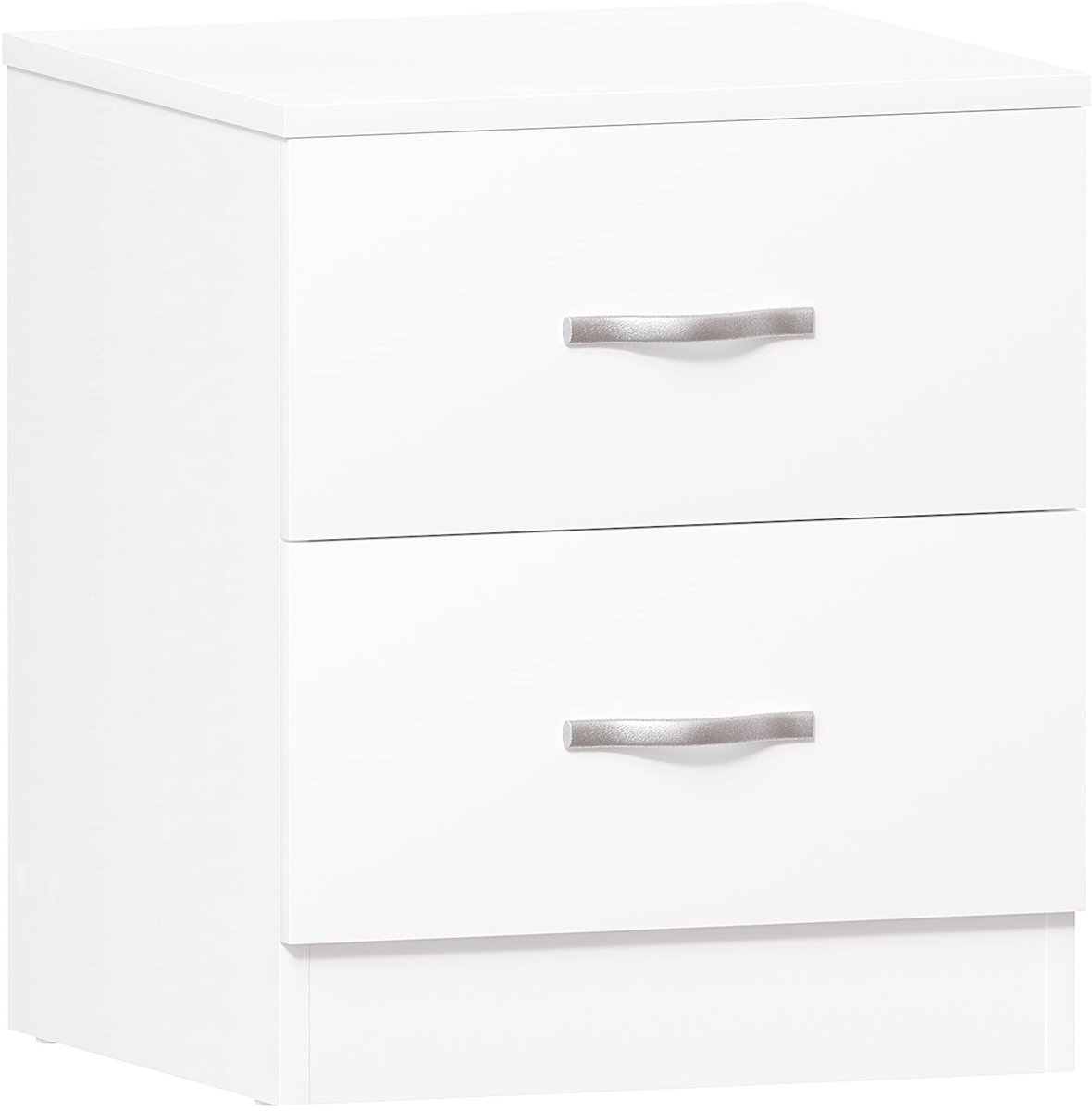 Omgoods - Witte Nachttafel met 2 Lades en Metalen Handgrepen