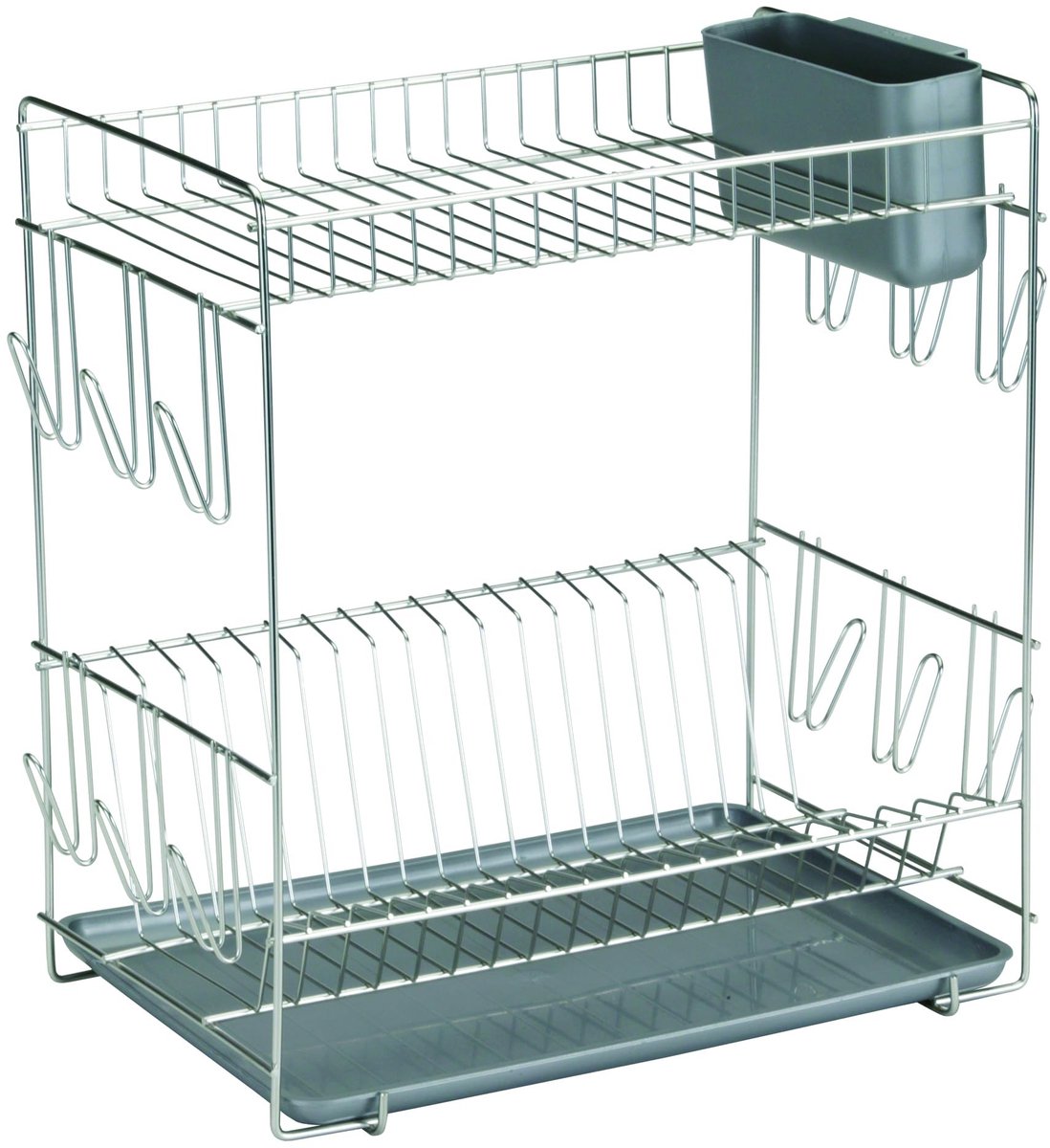 Omgoods - RVS Afwasrek met Grijze Tray 43 x 25 x 41.5 cm