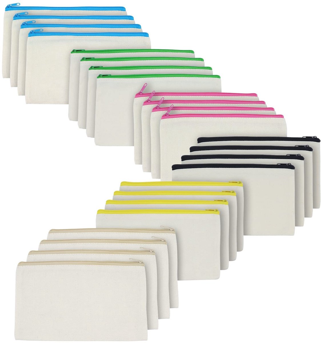 Omgoods - 24 Stuks Lege Canvas Zakken met Rits