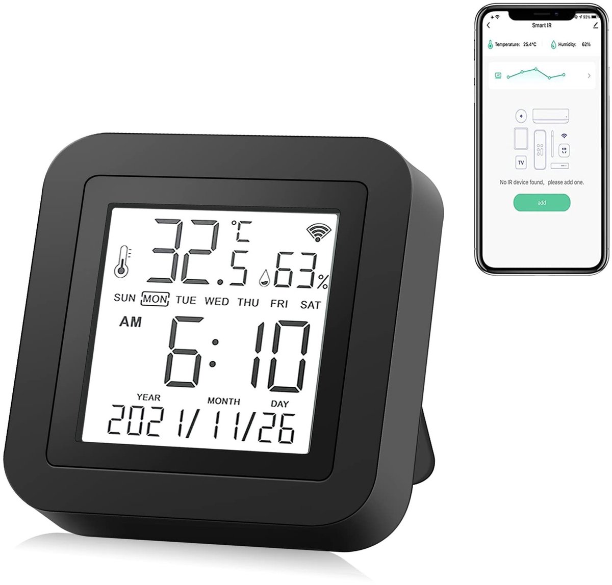 Omgoods - Slimme WiFi IR Afstandsbediening met Temperatuur- en Vochtigheidssensor