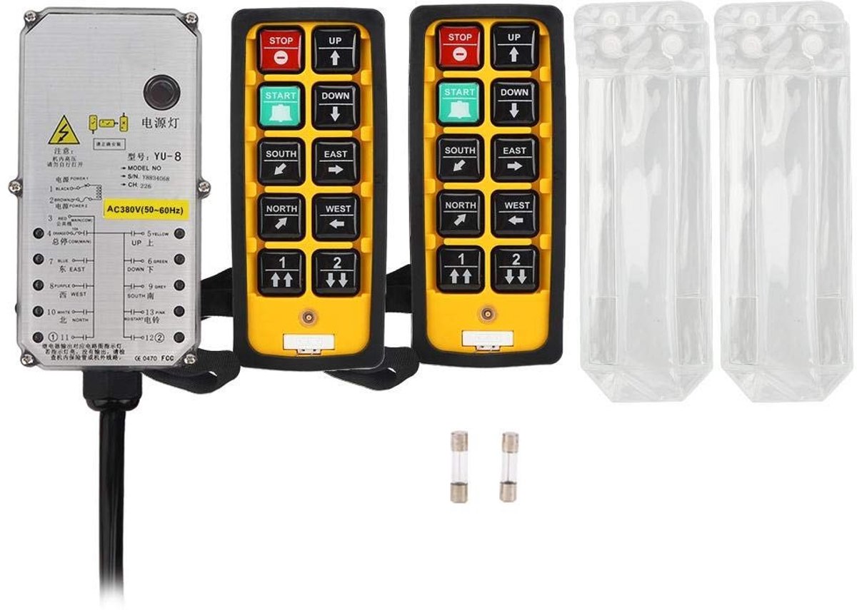 Omgoods- Kraanafstandsbediening Waterdicht - Dubbele Handgreep - Valbestendig - Zuur- en Oliebestendig - RF-punt 800 MHz - Voor CNC/Liftmachines - Hijscontroller