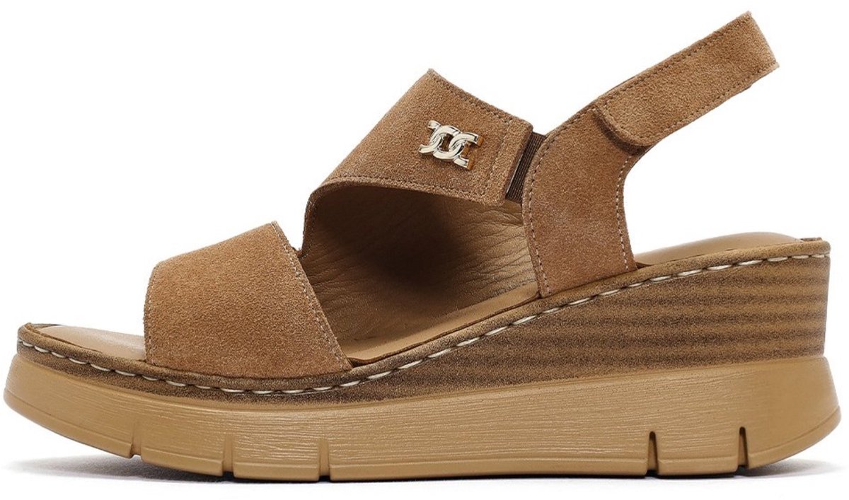 DERIMOD Wedge Heeled Sandals Suede Leather Wedge Heeled Sandals