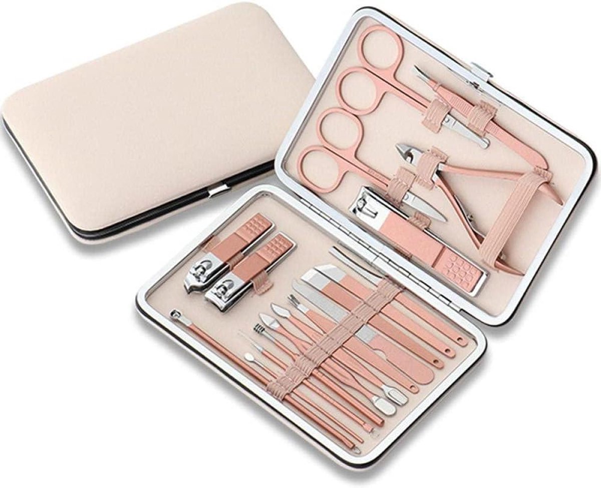 Manicure en Pedicure Set - Nagelverzorgingsset Tools - Persoonlijke Verzorging - Chirurgisch Roestvrij Staal - 12 Delige Set - Roze