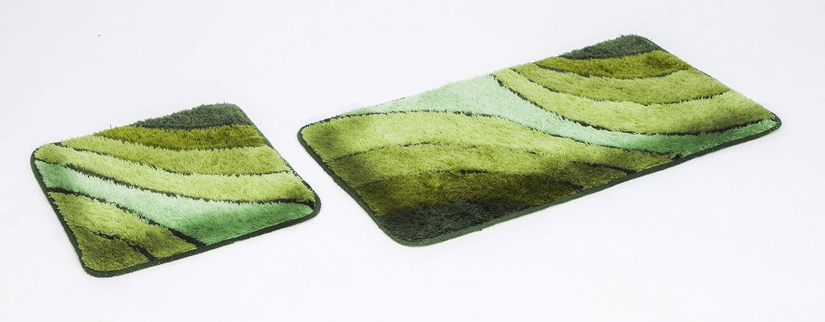 Omgoods - 2-delige Badmatset in Groen met Uitsparing - Superzacht en Antislip voor Badkamer