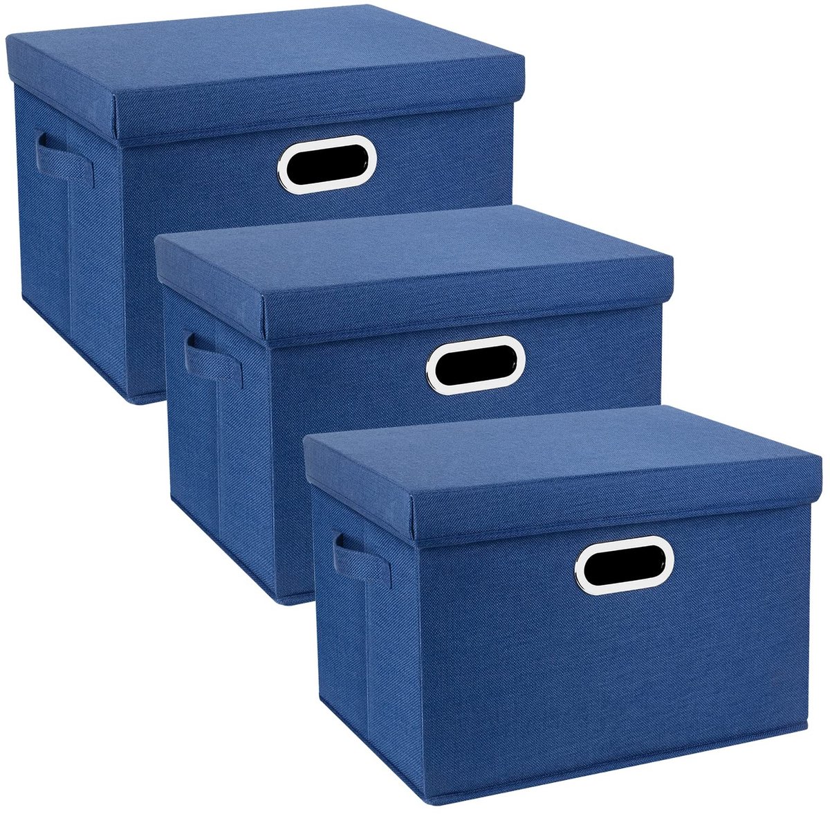 Omgoods - Grote Opbergdoos met Deksel, Set van 3, Classic Blue