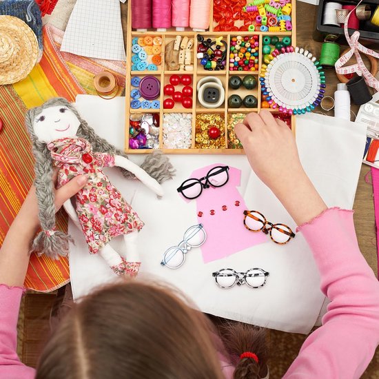 6 stuks poppenzonnebrillen kunststof miniatuurbrillen transparante glazen poppenaccessoires voor kleine poppen en knuffeldieren — afbeelding 3