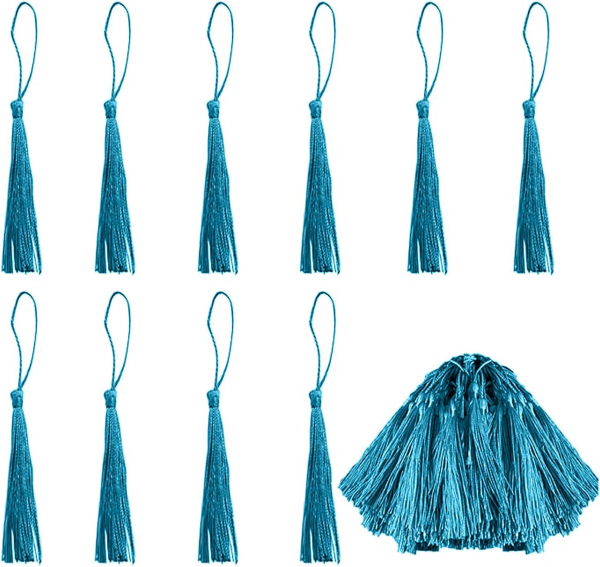 Kwastjes, Handgemaakt Kwastjes, Zijdezachte Kwastjes met Touw, voor Bladwijzers, Souvenirs, Mobiele Telefoons, Doe-Het-Zelf Ontwerpen (Blauw)