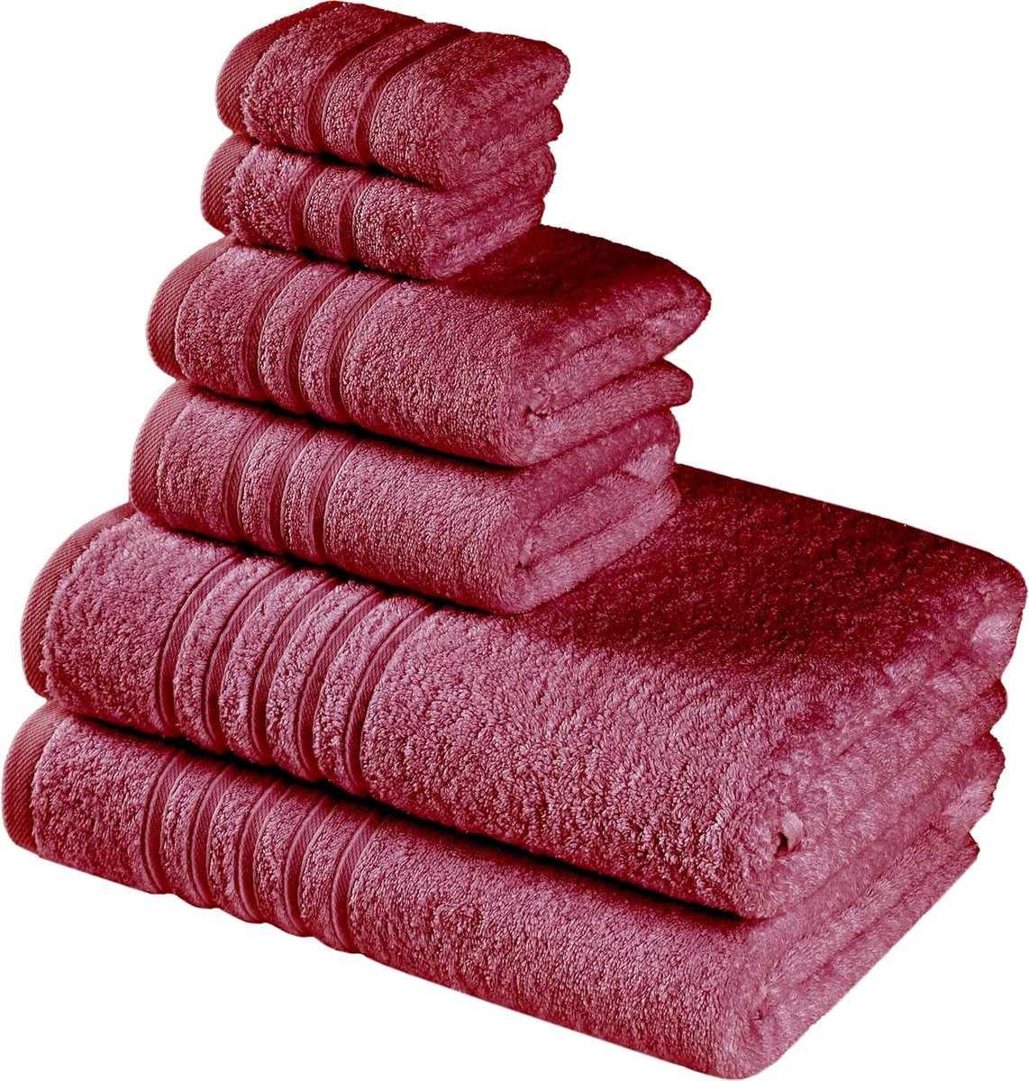 SnelShoppen - Luxe Handdoekenset 550 g/m² | 100% Katoen Badhanddoeken, Gastendoeken & Handdoeken | Set van 6 | Oeko-Tex® 100 | Burgondisch Rood voor B