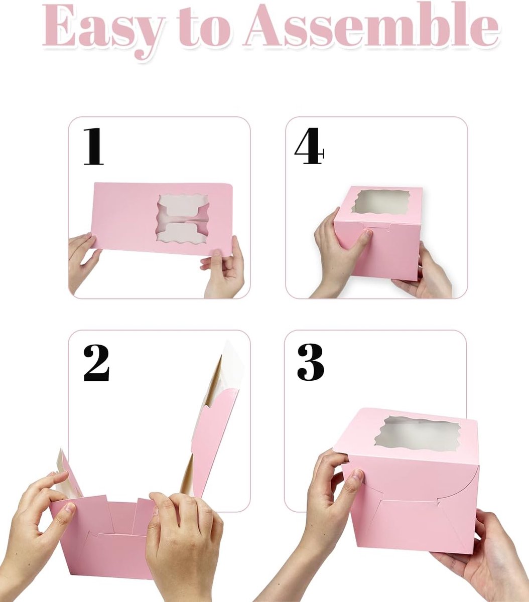 15,24 x 15,24 x 12,7 cm taartdoos, 5 sets roze taartdoos met venster en 5 sets 15,24 cm roze taartronde planken, 15,24 cm taarthouder (6 x 6 x 5 inch)