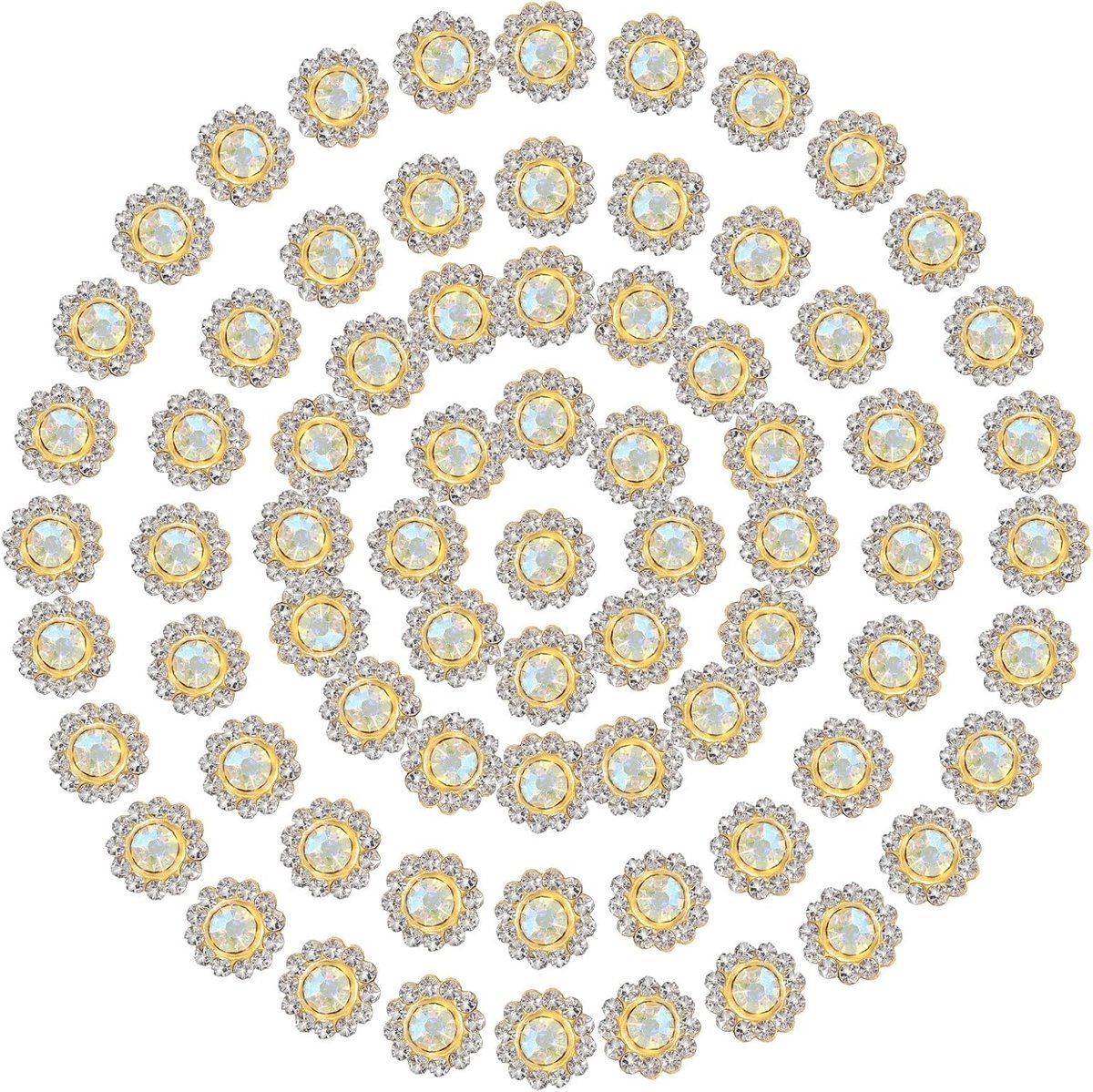 10 mm zonnebloem diamant naaien op strass steentjes, 150 stuks strass pailletten versieringen kristalglas metalen basis bloem klauw steentjes voor bedazzling knutselen kleding, parelwit