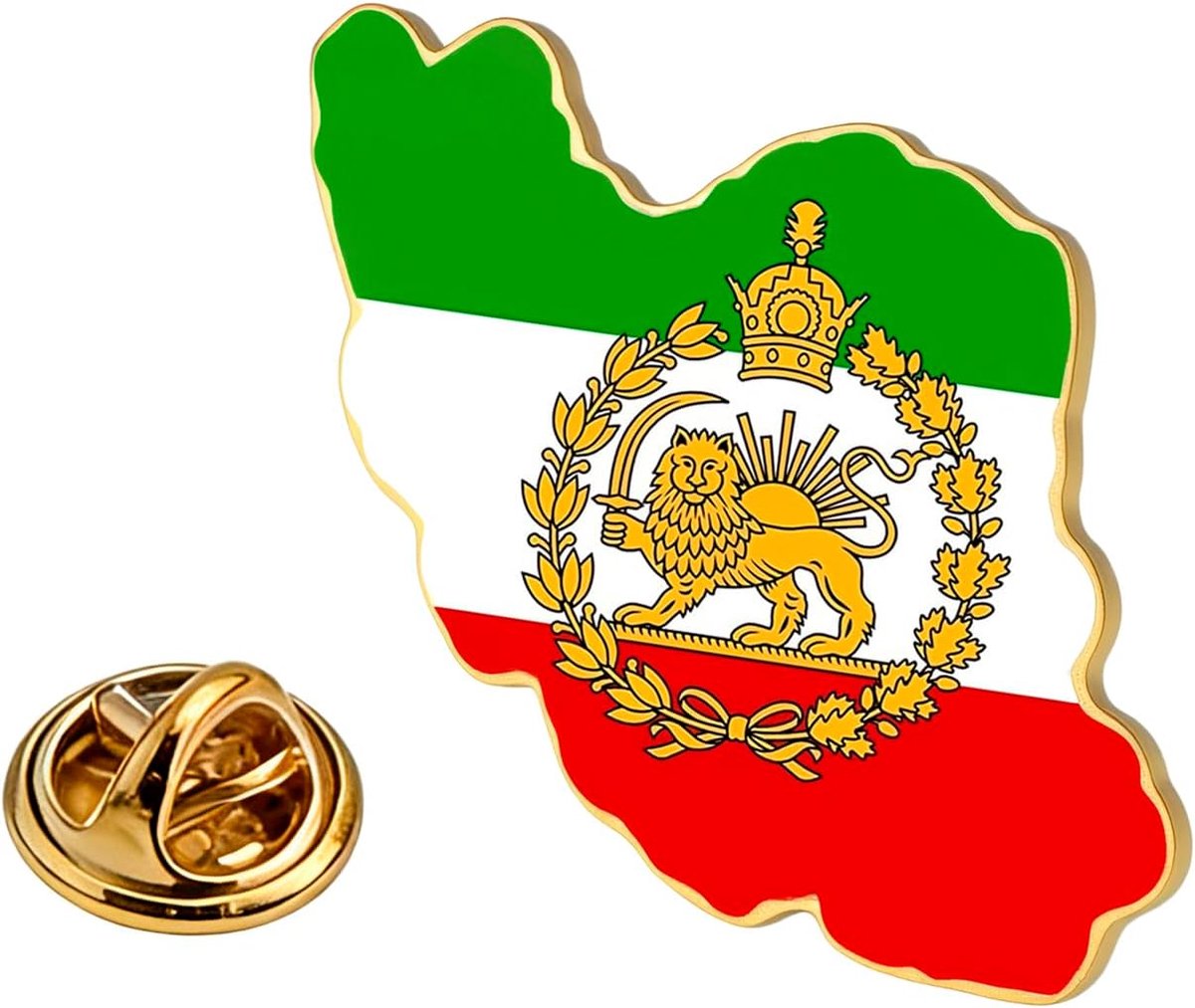 Iran Vlag Pin Bulk Roestvrij Stell Oude Perzische Iraanse Leeuw Zon en Kroon Revers Broche Erfgoed Sieraden Kleding Accessoires Souvenir Serie Badge Geschenken