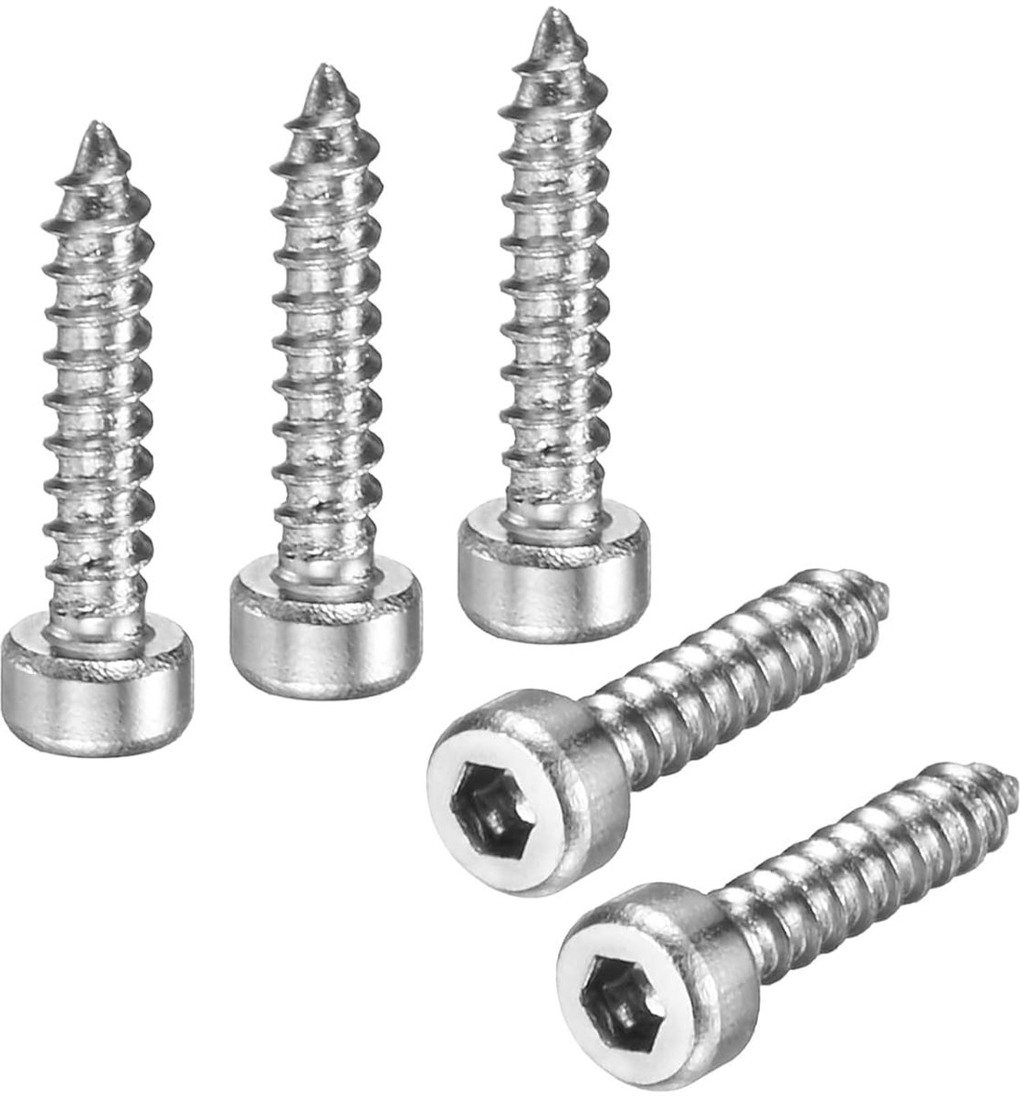 METERXITY 50 stuks zeskant inbus zelftappende schroeven, M2x10mm, roestvrij staal, zeskantaandrijving, zelftappend punt, voor meubels/machines/doe-het-zelfprojecten, verzonken schroeven
