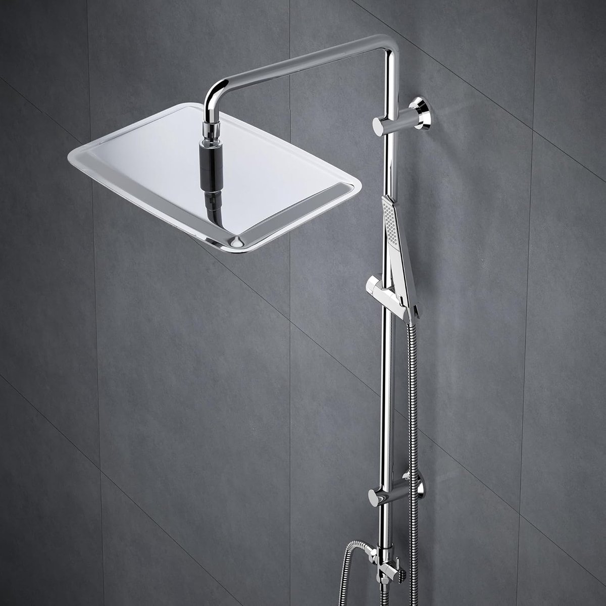 Douchesysteem Regendouche Badkamer Doucheset Douchekolom met Hoofddouche Roestvrij Staal 35x25cm | Roestvrijstalen doucheset zonder armatuur, compatibel met bestaande boorgaten, XXL-hoofddouche