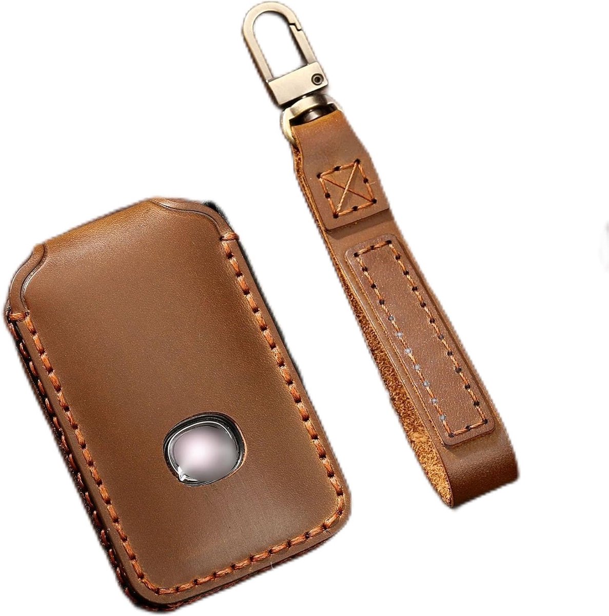 ontto Autosleutel beschermhoes compatibel met Mazda 3 Alexa CX-4 CX-5 MX5 CX-8 CX-9 CX-30 CX30 2019-2021 lederen accessoires sleutelhanger bescherming 4 knoppen bruin