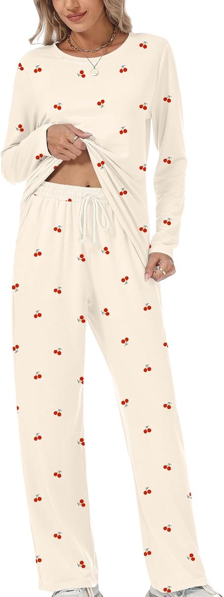 Pyjama dames lange pyjama set tweedelige nachtkleding loungewear dames slapen bovendeel en pyjamabroek met zakken
