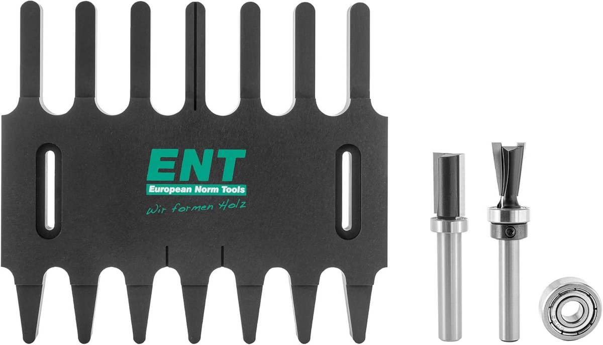 Frezen template voor tandverbindingen - 2-delig set - carbide - voor vingerlassen en dovetailverbindingen - ShopVlot
