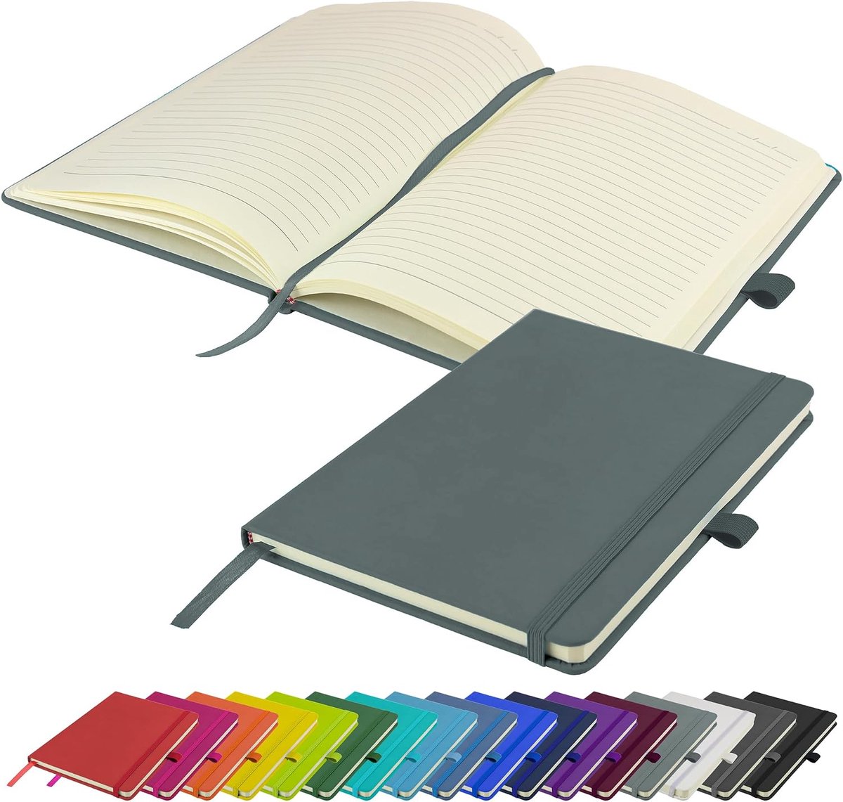 A5 Notebook Nieuwe Gevoerde Hardback Journal Notepad Note Book Notes Dagboek Pad (Grijs)