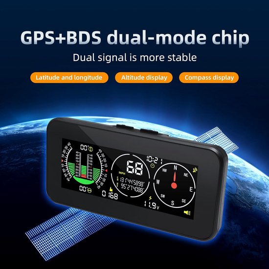 Auto Head Up Display Autokompas Inclinometers Neigungshoek Snelheid GPS Digitale Neigungsmeter Oversnelheidsalarm Auto Off Road Accessoires — afbeelding 3