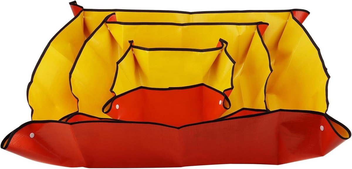 3 stuks plantenmatten, verpotmat, 100 x 100 cm / 75 x 75 cm / 50 x 50 cm, plantenonderlegger, tuinmat, opvouwbaar, waterdicht, tuinwerkmat, werkmat tuin, voor balkons en tuinen, geel