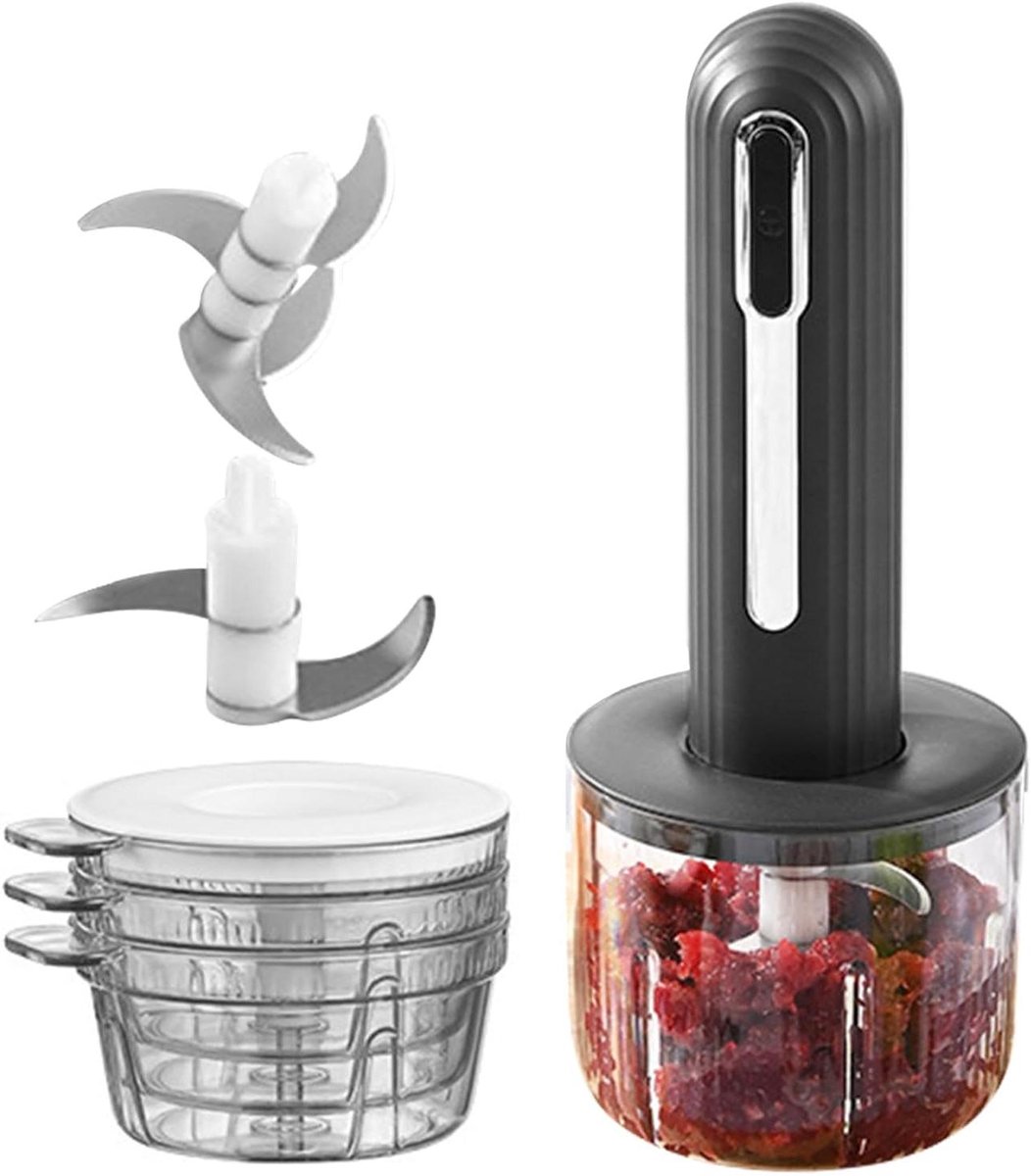 Mini Keukenmachine - Elektrische Hakker - Maaltijd Voorbereiden - USB-oplaadbaar - 400 ml - Zwart