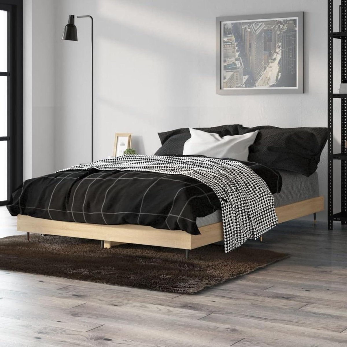Bedframe Hout - Bedombouw Slaapkamer - Slaapcomfort Creëren - Robuust Houtmateriaal - 120 x 190 cm - Sonoma Eiken