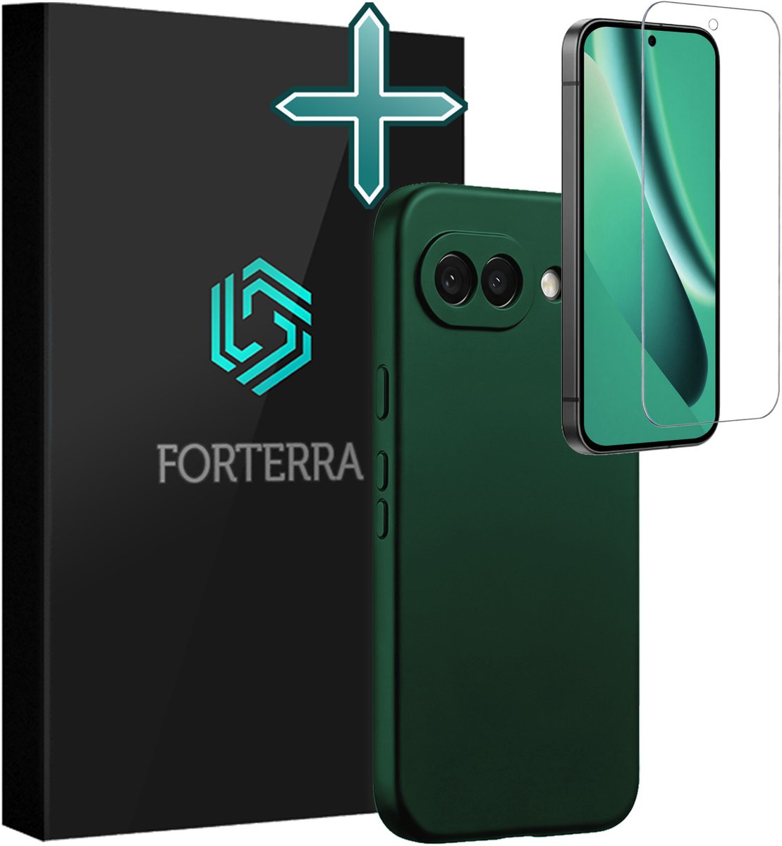 Hoesje Met Screenprotector - Geschikt voor Google Pixel 10a - Sterk & Shockproof - Telefoon Hoes - Back Cover - Siliconen Case - Donkergroen