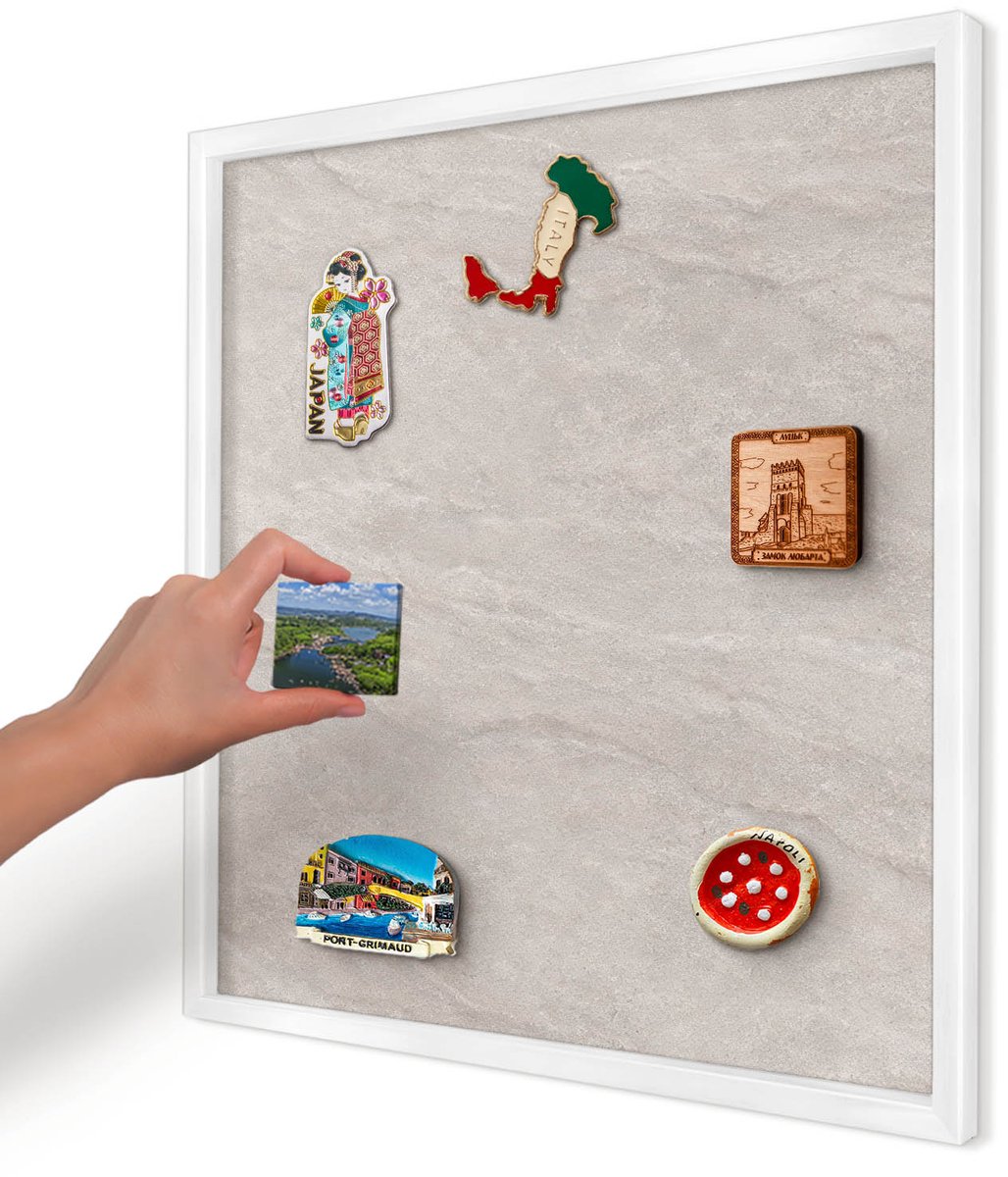 Artprintcave Beige Magneetbord mit Witte Lijst - 50x50 cm - Verfijnde Elegantie Magneet Bord mit Frame - Minimalist Memobord Keuken - Texturen