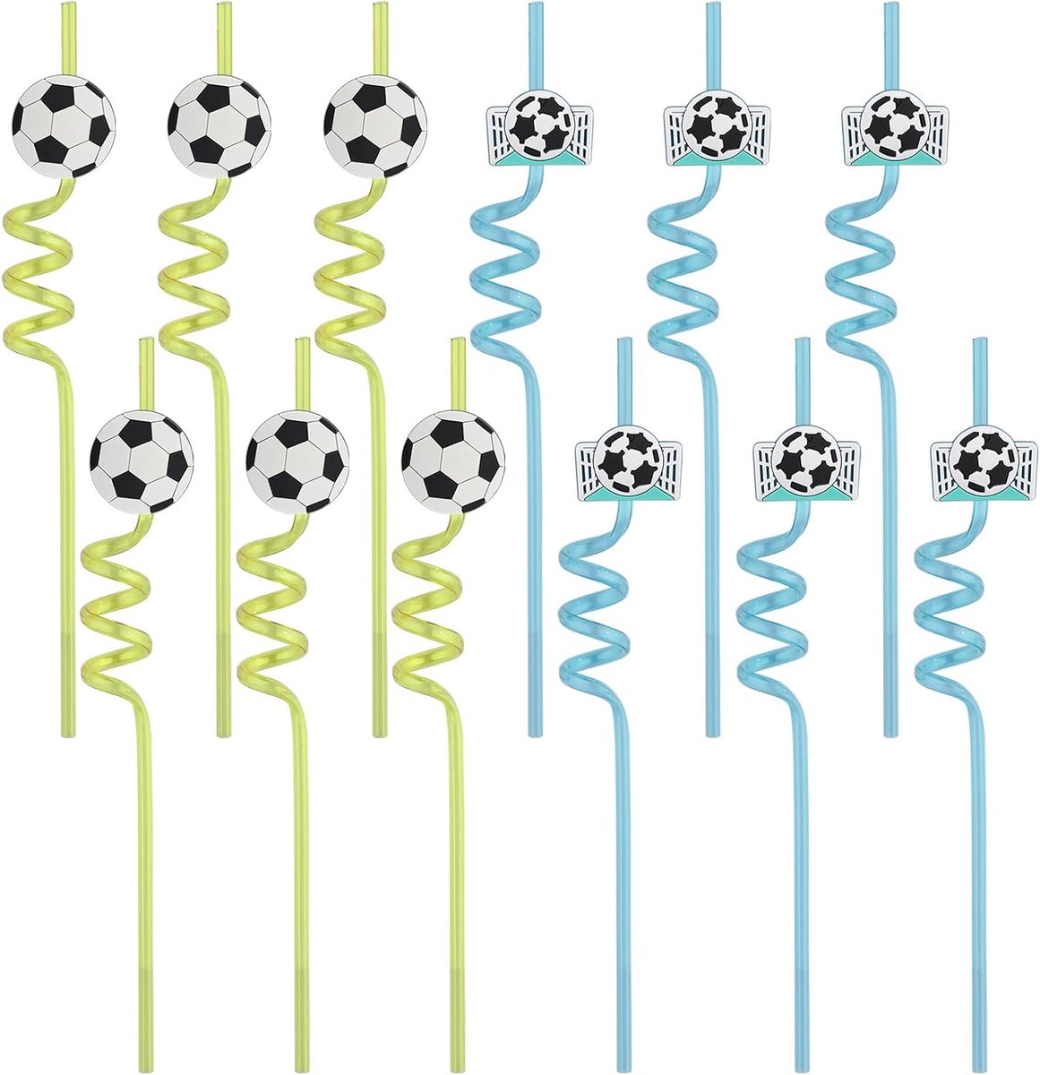 Voetbal rietjes 12 stuks - Herbruikbare plastic rietjes - Kleurrijke decoratie - Ideaal voor feestjes - SnelShoppen