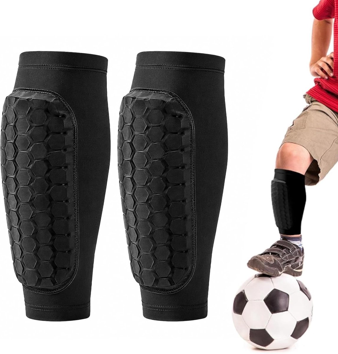 Scheenbeschermers - Nylon Zwart - Antislip EVA-schuim - Ademend Design - Voor Sport en Training