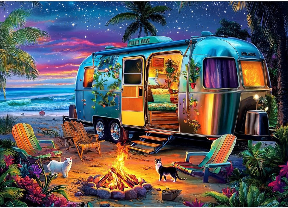 SnelShoppen - 5D Diamant Schilderen Motorhome Kleurvolle Diamant Schilder Kits voor Volwassenen Strand DIY Schilder Set Decoratie voor Thuis Muren 30