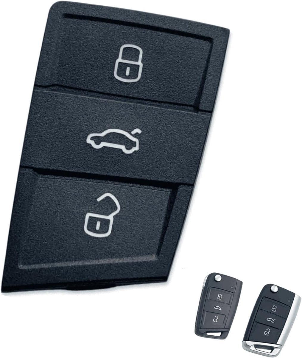 Autosleutel vervangpanel 3 knoppen - zwart rubber - compatibel met VW en Skoda - handig voor snel openen kofferbak - ShopVlot