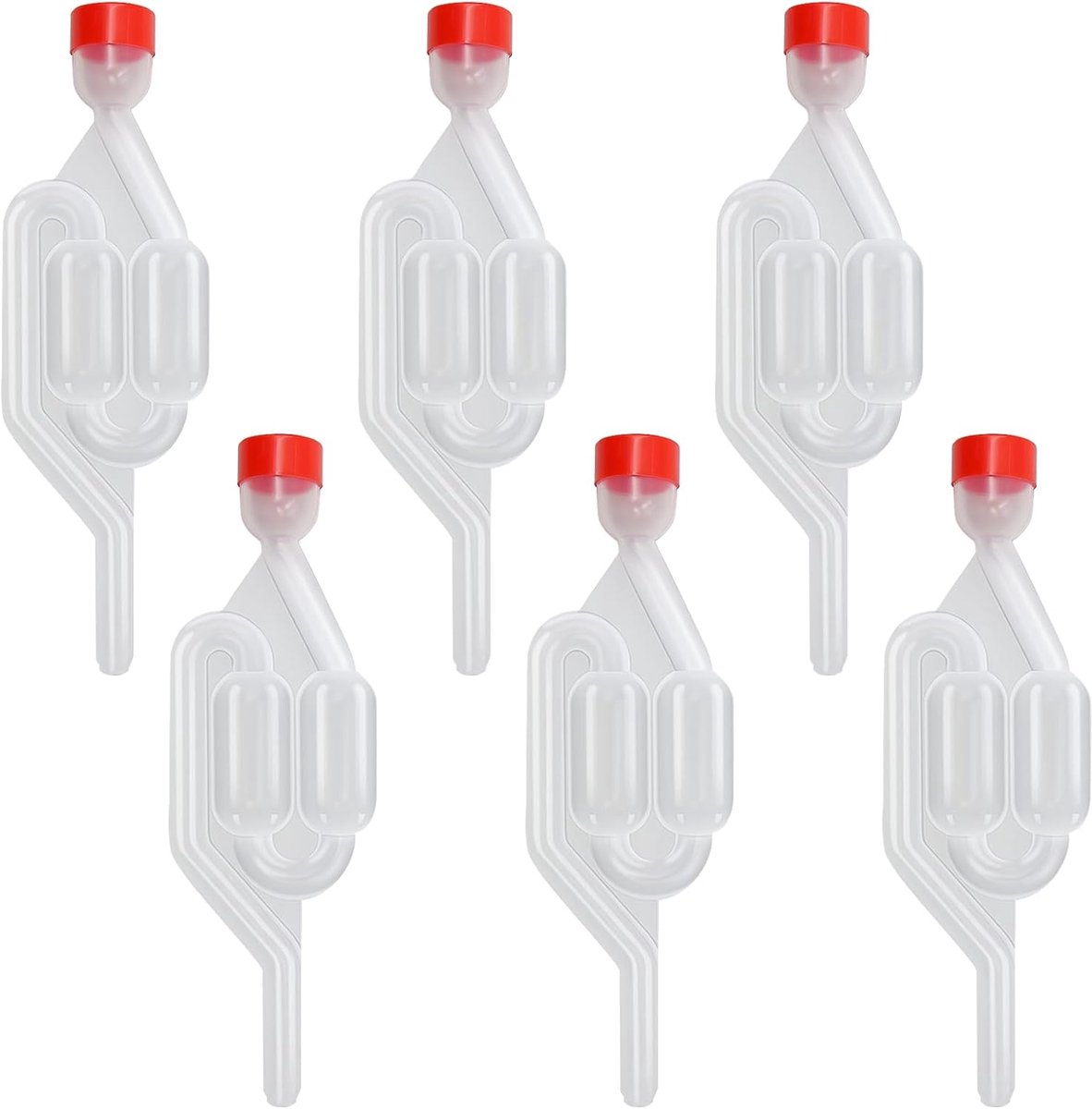 Pack of 6 Yeast Dispensers, Airlock for Fermentation, Fermentation Tubes, Durable and Non-Toxic, with Rubber Stopper - ShopVlot