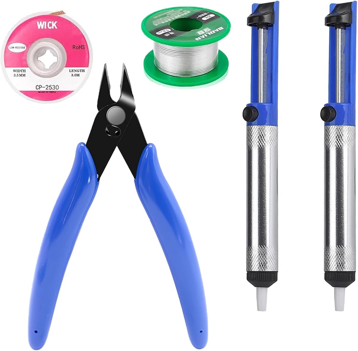 5-piece desoldering pump, desoldering pump, desoldering wick, lead-free soldering tin with rosin core, micro shaving - ShopVlot