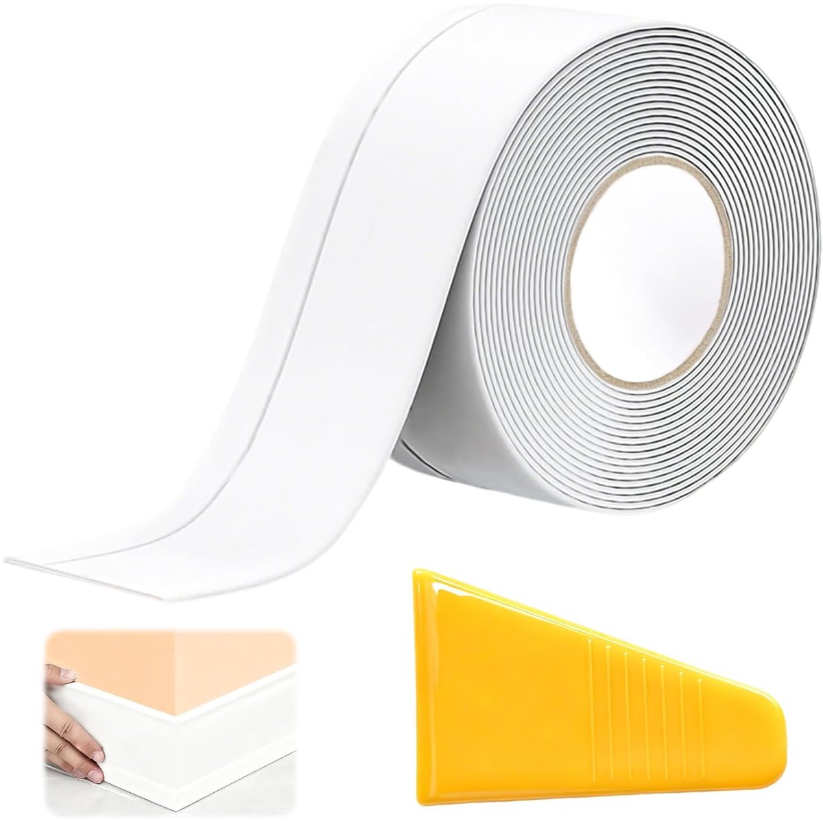 5 m Soft Skirting Board, Self-Adhesive 50 x 20 mm, PVC Skirting Board, Self-Adhesive with Scraper, Soft Skirting - ShopVlot