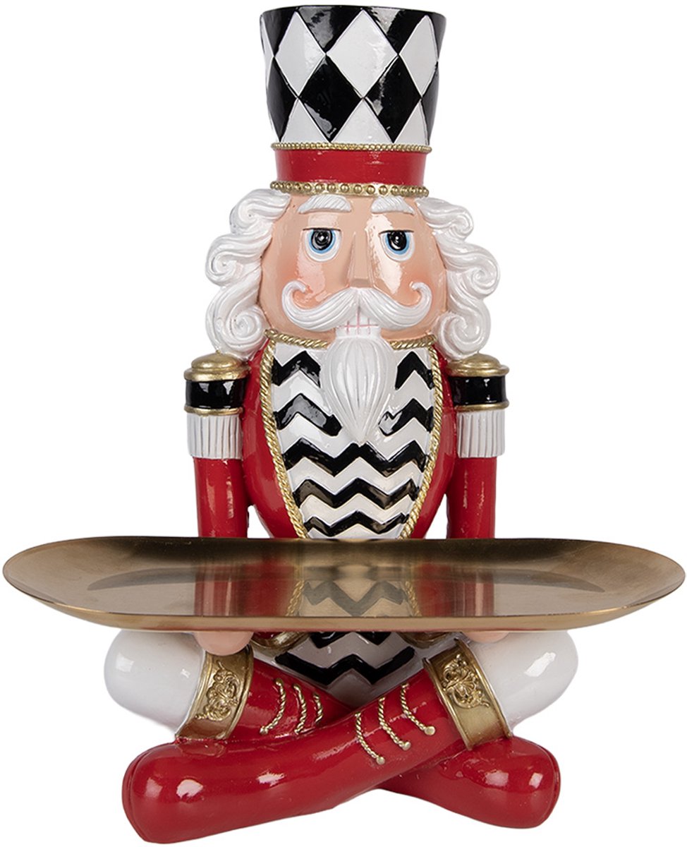 Clayre & Eef Kerstdecoratie Beeld Notenkraker 26x21x32 cm Rood Kunststof