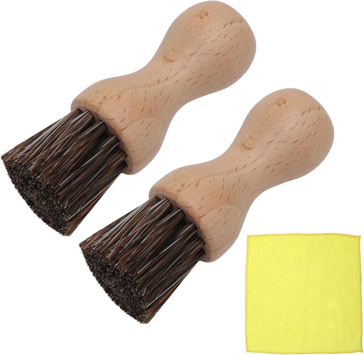 Mushroom borstel set van 2 - Natuurlijk hout - Microvezeldoek - Ideaal voor het schoonmaken van groenten - ShopVlot