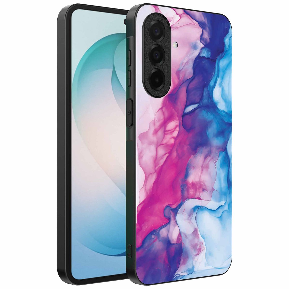 Geschikt voor Samsung Galaxy S26 Plus Telefoonhoesje met Roze Blauw Marmer Opdruk - TPU Backcover Case Rose Blue Marble Design - Smartphonica geschikt voor Samsung Galaxy S26 Plus