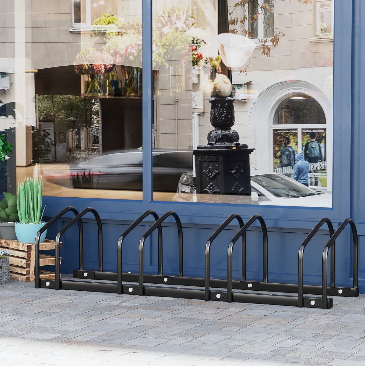 COVREO Fietsenstandaard 110x33x27 cm zwart, staal voor 4 fietsen