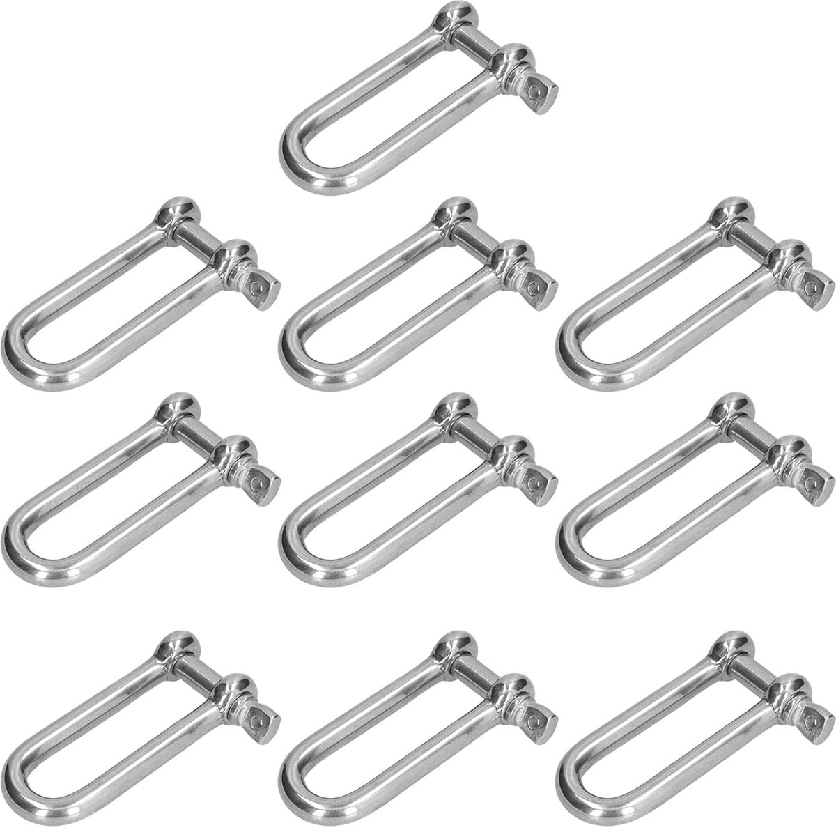 SnelShoppen - RVS D-sluiting M6 Haak Schroefpen 304 RVS 10 Stuks voor Hardware Kettingen en Zeilkleppen - Duurzaam en Sterk