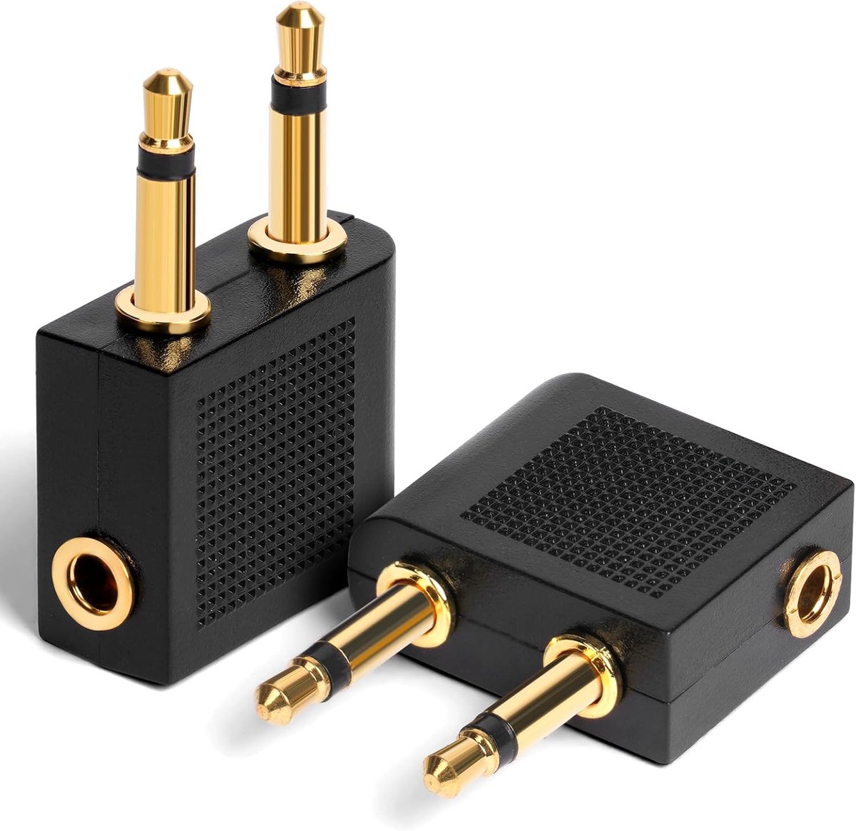 SnelShoppen - 2x Universele 3.5mm Luchtvaartadapter - Goudgeplated Hoofdtelefoonadapter voor Multimedia Systemen - Ideaal voor Professionele Audioappa