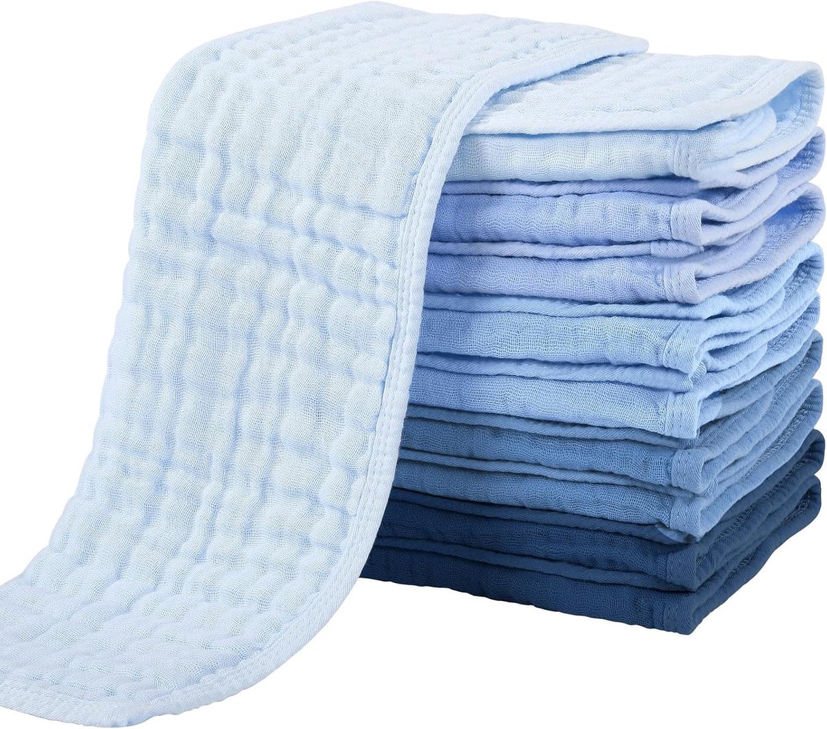 SnelShoppen - Baby Luiers Chiffon Super Zacht Absorberend 6 Laags 27 x 50 cm Vierkante Chiffon Baby Luier voor Gevoelige Huid Pasgeboren Blauw
