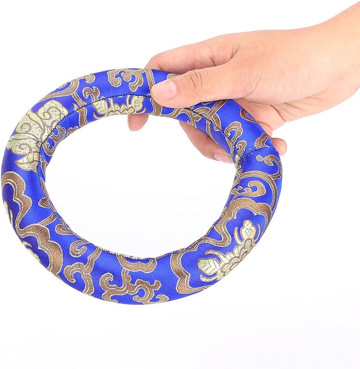SnelShoppen - Sound Bowl Pad 16cm, Coussins voor Meditatie Singing Bowls, Zijde Brocade Ringkussen voor 7-10 Inch, Blauw, Elegant Design, Comfortabel