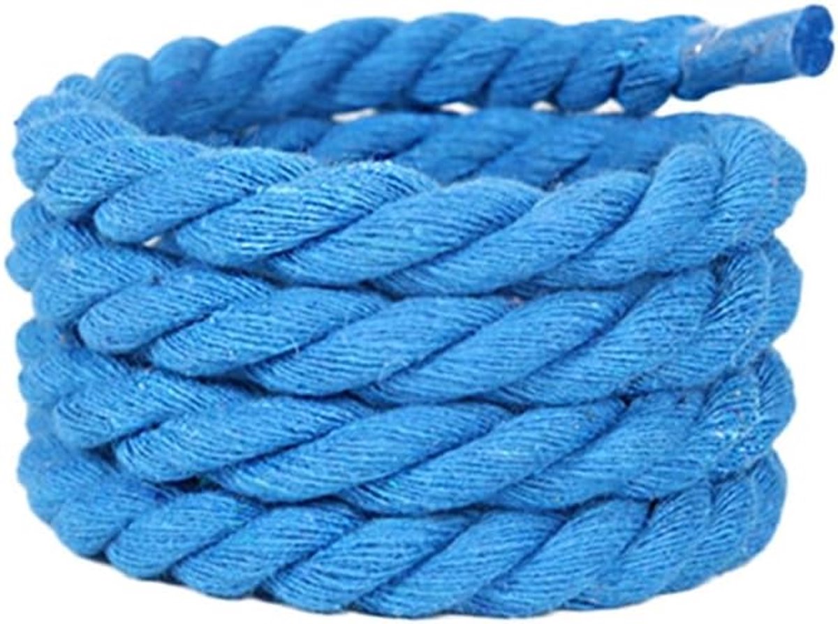 SnelShoppen - Dikke Veters Rond 8 mm DIY Katoenen Schoenveters Twisted voor Gym, Hardlopen, Sport, Sneakers, Zeeblauw, 120 cm - 1 Paar