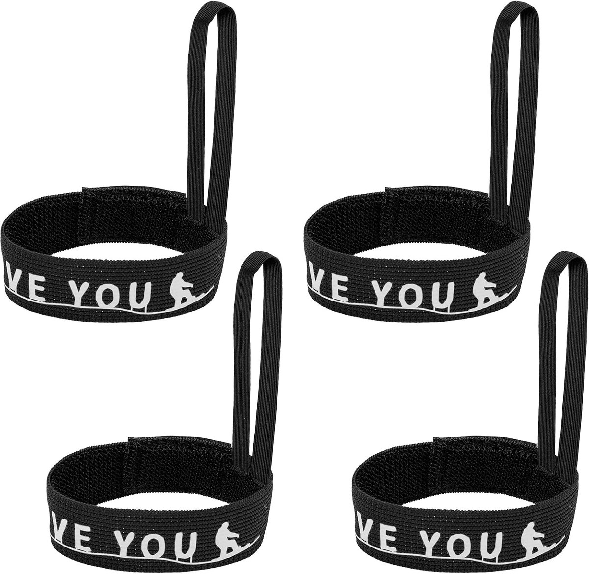 SnelShoppen - 4 Stuks Sport Handschoen Veiligheidsriem, Nylon Handschoen Polsband Elastische Ski Handschoen Lijn Zwarte Handboeien Voor Het Ophangen V